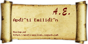 Apáti Emilián névjegykártya